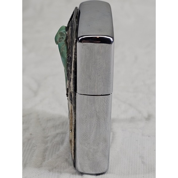 Gold and Sterling Silver Zippo Lighter Turquoise Inlay Limited Edition 44 of 500 - Picture 5 of 11